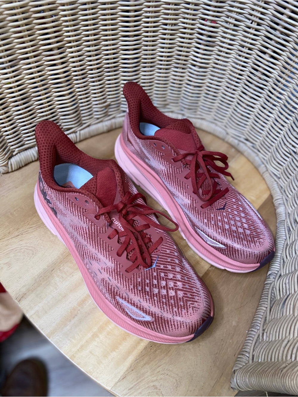 Hoka Women's Running Shoes in Burgundy and Pink